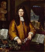 Gerard Hoet Portret van de Leidse botanicus Jan Commelin oil